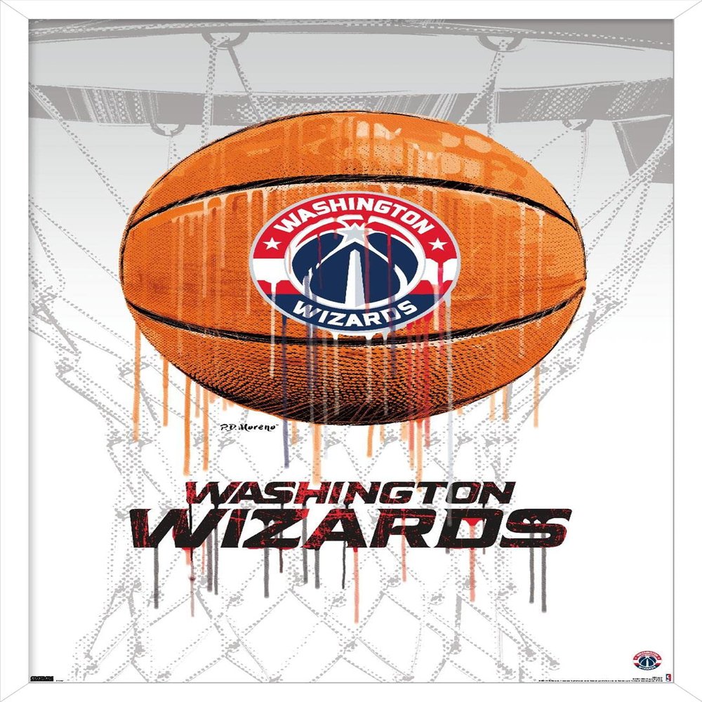 Trends International NBA Washington Wizards - Drip Basketball 21 Wall Poster, 22.375" x 34", White Framed Version