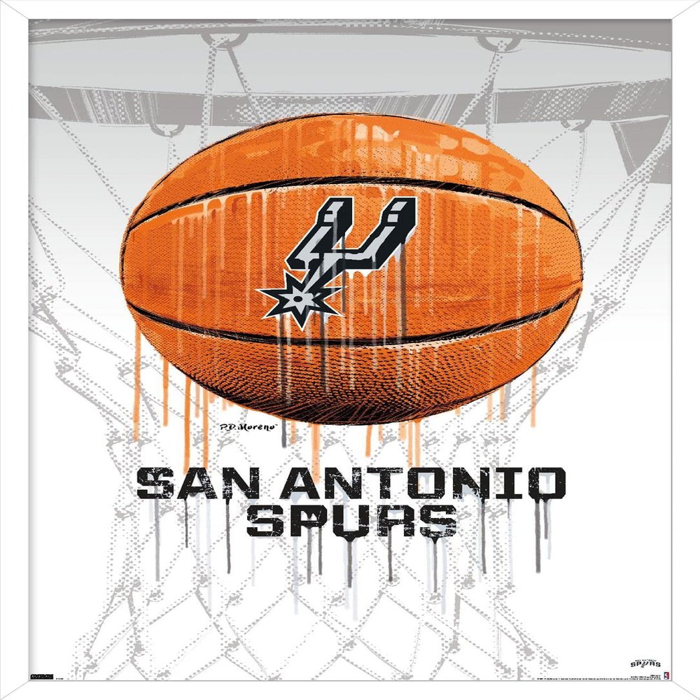 Trends International NBA San Antonio Spurs - Drip Basketball 21 Wall Poster, 22.375" x 34", White Framed Version