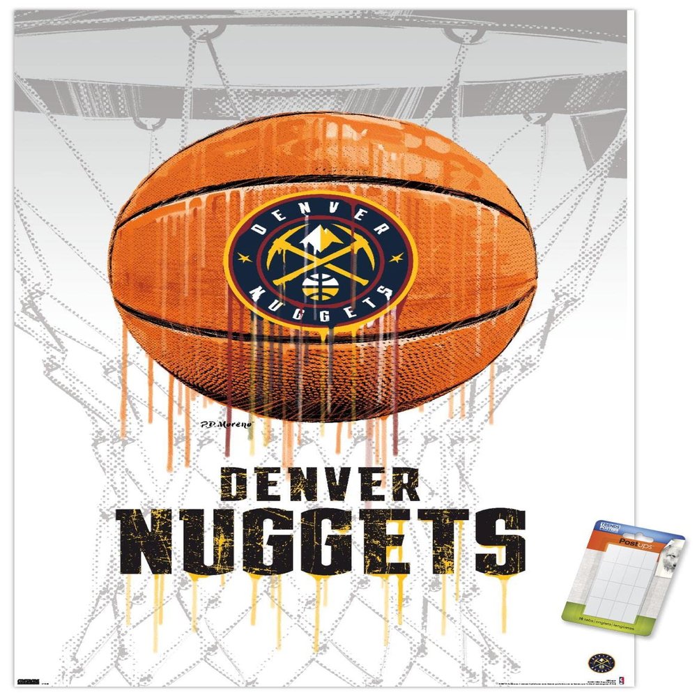 Trends International NBA Denver Nuggets - Drip Basketball 21 Wall Poster, 14.725" x 22.375", Premium Poster & Mount Bundle