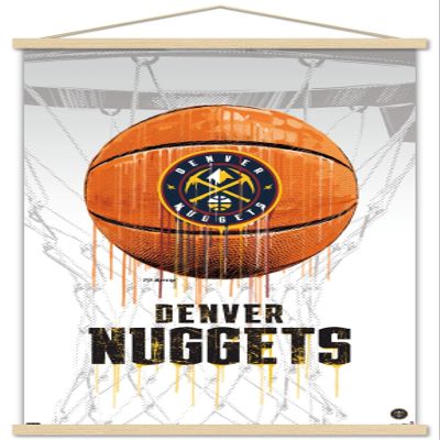 Trends International NBA Denver Nuggets - Drip Basketball 21 Wall Poster, 22.375" x 34", Premium Print and Beechwood Hanger Bundle