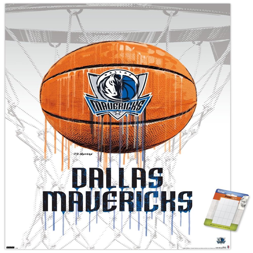 Trends International NBA Dallas Mavericks - Drip Basketball 21 Wall Poster, 14.725" x 22.375", Premium Poster & Mount Bundle