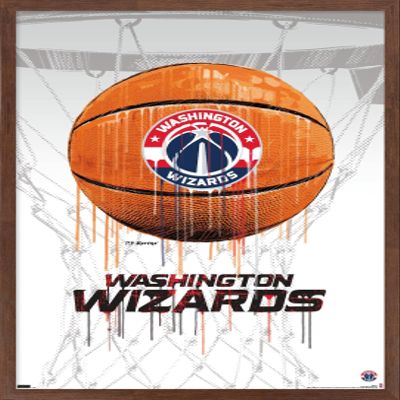 Trends International NBA Washington Wizards - Drip Basketball 21 Wall Poster, 22.375" x 34", Mahogany Framed Version