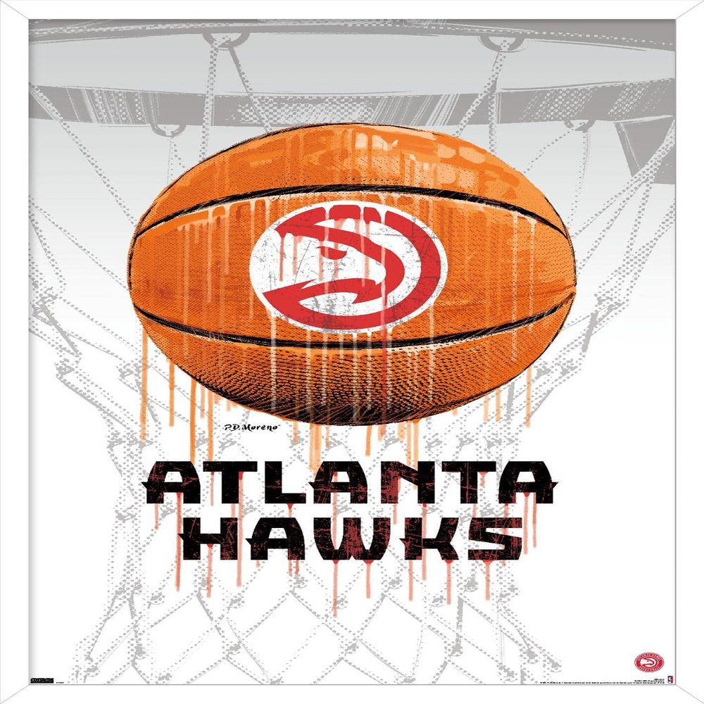 Trends International NBA Atlanta Hawks - Drip Basketball 21 Wall Poster, 22.375" x 34", White Framed Version