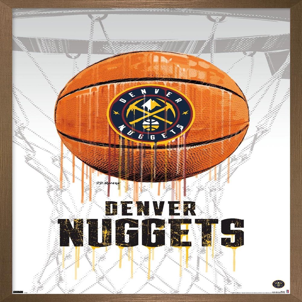 Trends International NBA Denver Nuggets - Drip Basketball 21 Wall Poster, 14.725" x 22.375", Bronze Framed Version