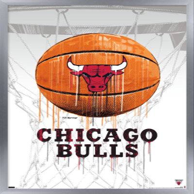 Trends International NBA Chicago Bulls - Drip Basketball 21 Wall Poster, 22.375" x 34", Silver Framed Version