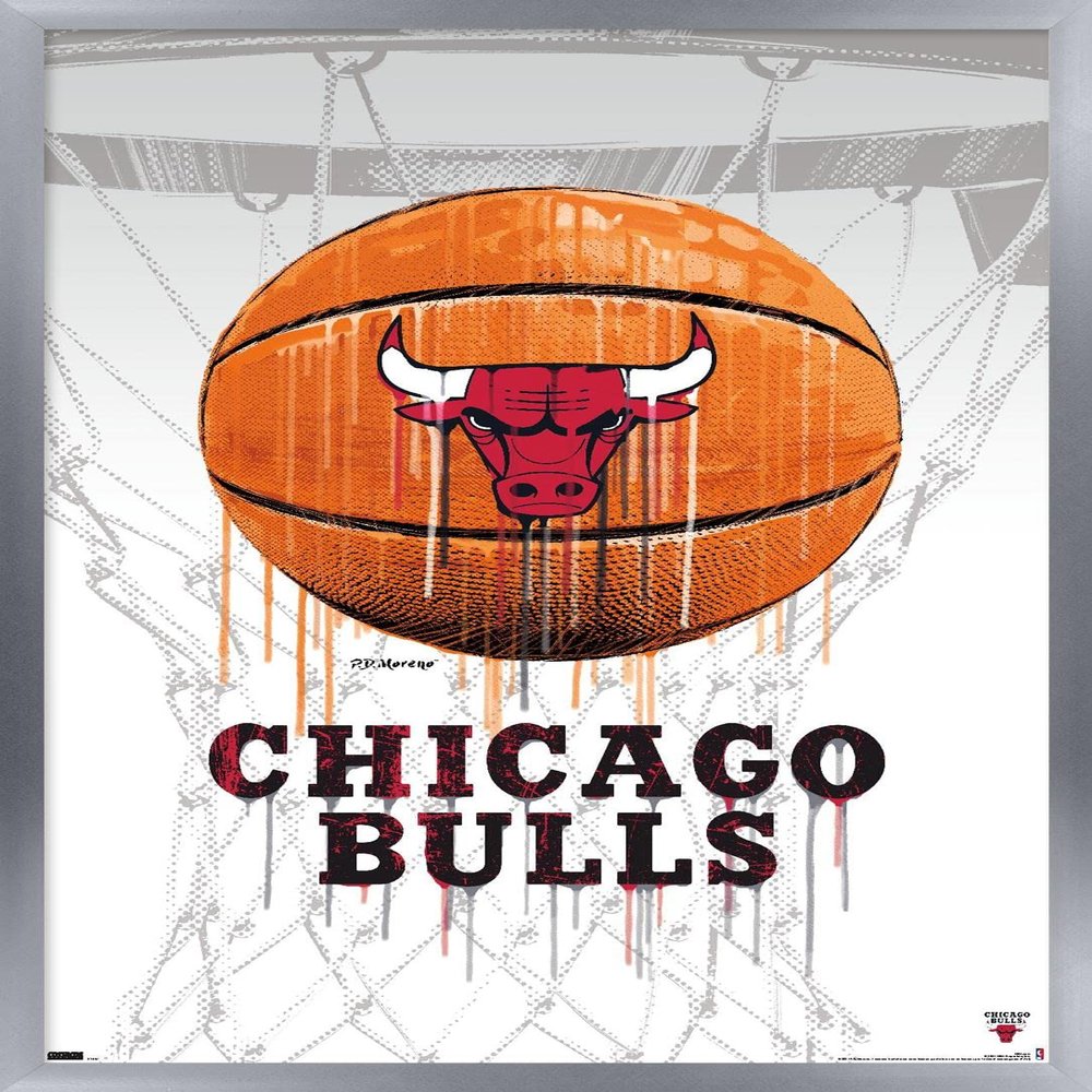 Trends International NBA Chicago Bulls - Drip Basketball 21 Wall Poster, 22.375" x 34", Silver Framed Version