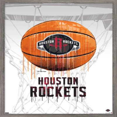 Trends International NBA Houston Rockets - Drip Basketball 21 Wall Poster, 14.725" x 22.375", Barnwood Framed Version