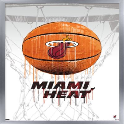 Trends International NBA Miami Heat - Drip Basketball 21 Wall Poster, 22.375" x 34", Silver Framed Version