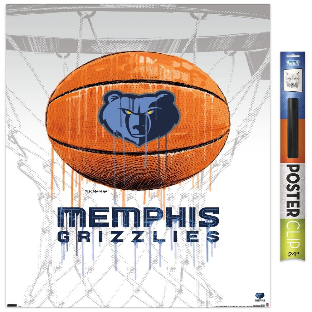 Trends International NBA Memphis Grizzlies - Drip Basketball 21 Wall Poster, 22.375" x 34", Poster & Clip Bundle