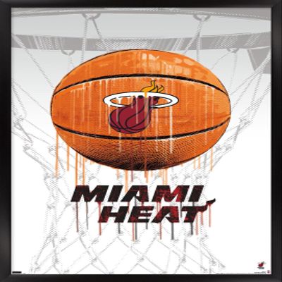 Trends International NBA Miami Heat - Drip Basketball 21 Wall Poster, 14.725" x 22.375", Black Framed Version
