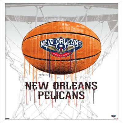 Trends International NBA New Orleans Pelicans - Drip Basketball 21 Wall Poster, 22.375" x 34", White Framed Version