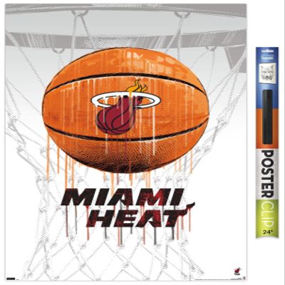 Trends International NBA Miami Heat - Drip Basketball 21 Wall Poster, 22.375" x 34", Poster & Clip Bundle