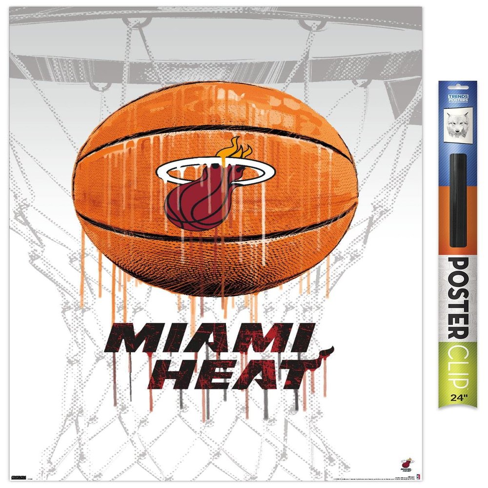 Trends International NBA Miami Heat - Drip Basketball 21 Wall Poster, 22.375" x 34", Poster & Clip Bundle