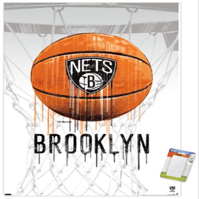 Trends International NBA Brooklyn Nets - Drip Basketball 21 Wall Poster, 22.375" x 34", Poster & Mount Bundle