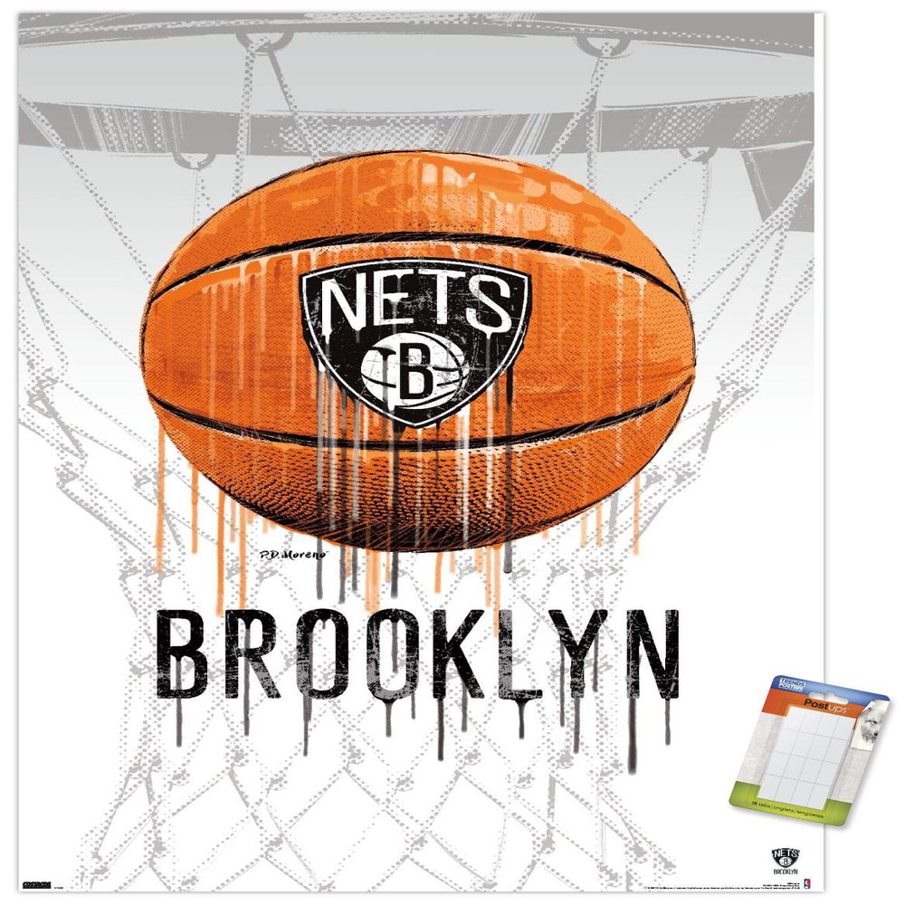 Trends International NBA Brooklyn Nets - Drip Basketball 21 Wall Poster, 22.375" x 34", Poster & Mount Bundle