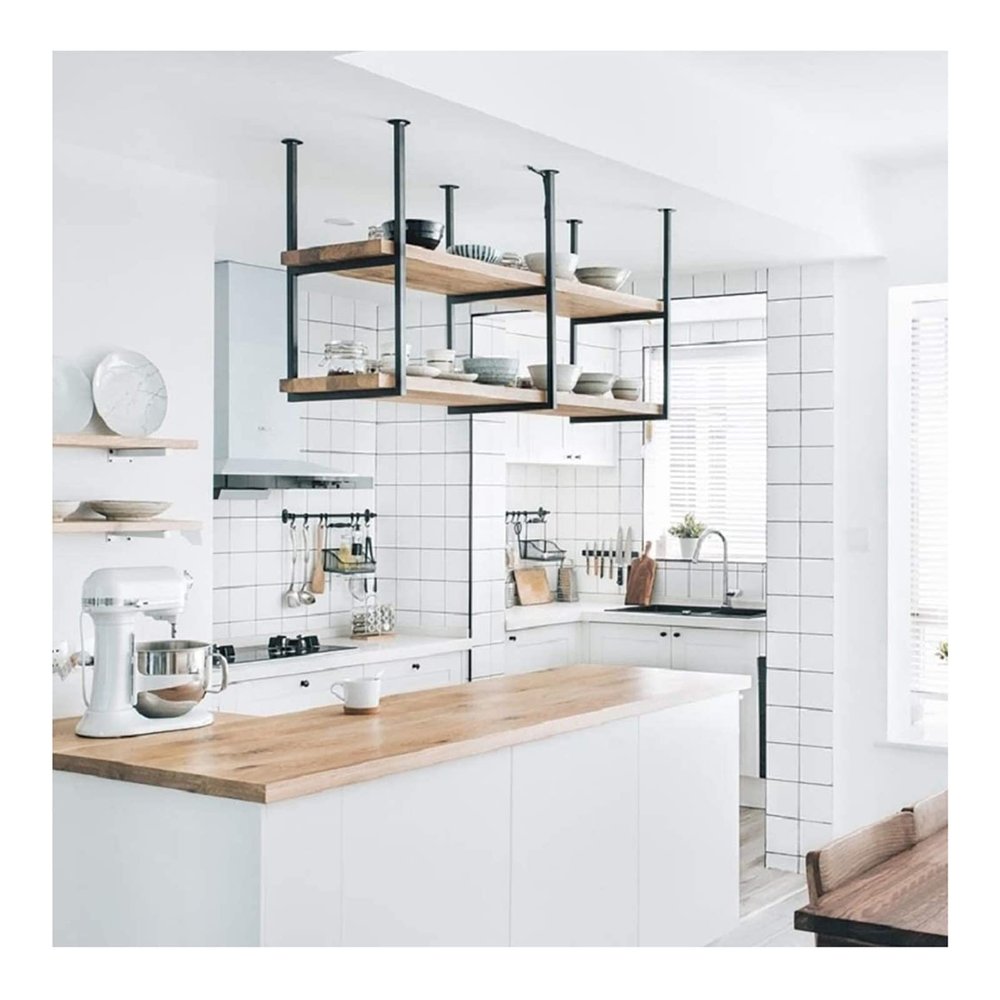 Ceiling Ornament Restaurant Iron Solid Wood Ceiling Shelf Shelves, Shelves Shelf/Bar Hanging Storage Rack Floating Shelf Bracket(Shelf Only) (Size : 60X30X60CM)