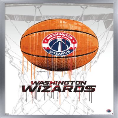 Trends International NBA Washington Wizards - Drip Basketball 21 Wall Poster, 22.375" x 34", Silver Framed Version