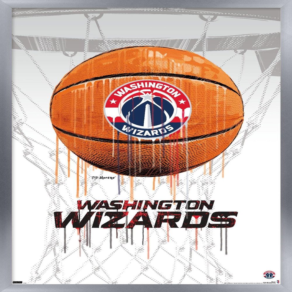 Trends International NBA Washington Wizards - Drip Basketball 21 Wall Poster, 22.375" x 34", Silver Framed Version