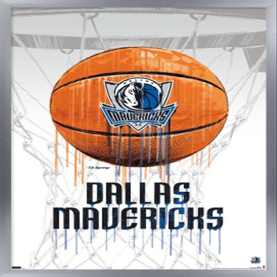 Trends International NBA Dallas Mavericks - Drip Basketball 21 Wall Poster, 22.375" x 34", Silver Framed Version
