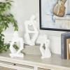 Deco 79 Polystone People Sitting Thinker Sculpture, Set of 3 13", 10", 9"H, White view 2