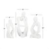 Deco 79 Polystone People Sitting Thinker Sculpture, Set of 3 13", 10", 9"H, White view 3