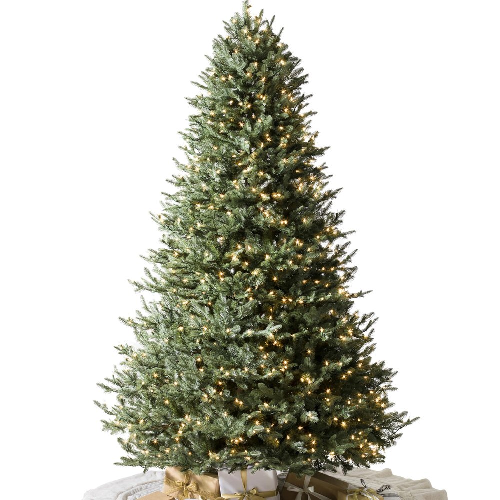 Balsam Hill BH Balsam Fir Full Tree - Realistic Artificial Christmas Tree with Premium Stand & Easy Assembly for Indoor Holiday Decorating, LED Clear, 7.5ft