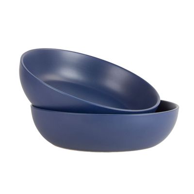 10 Strawberry Street Wazee Matte 9"/48oz Serving Bowl, Set of 2, Midnight Blue
