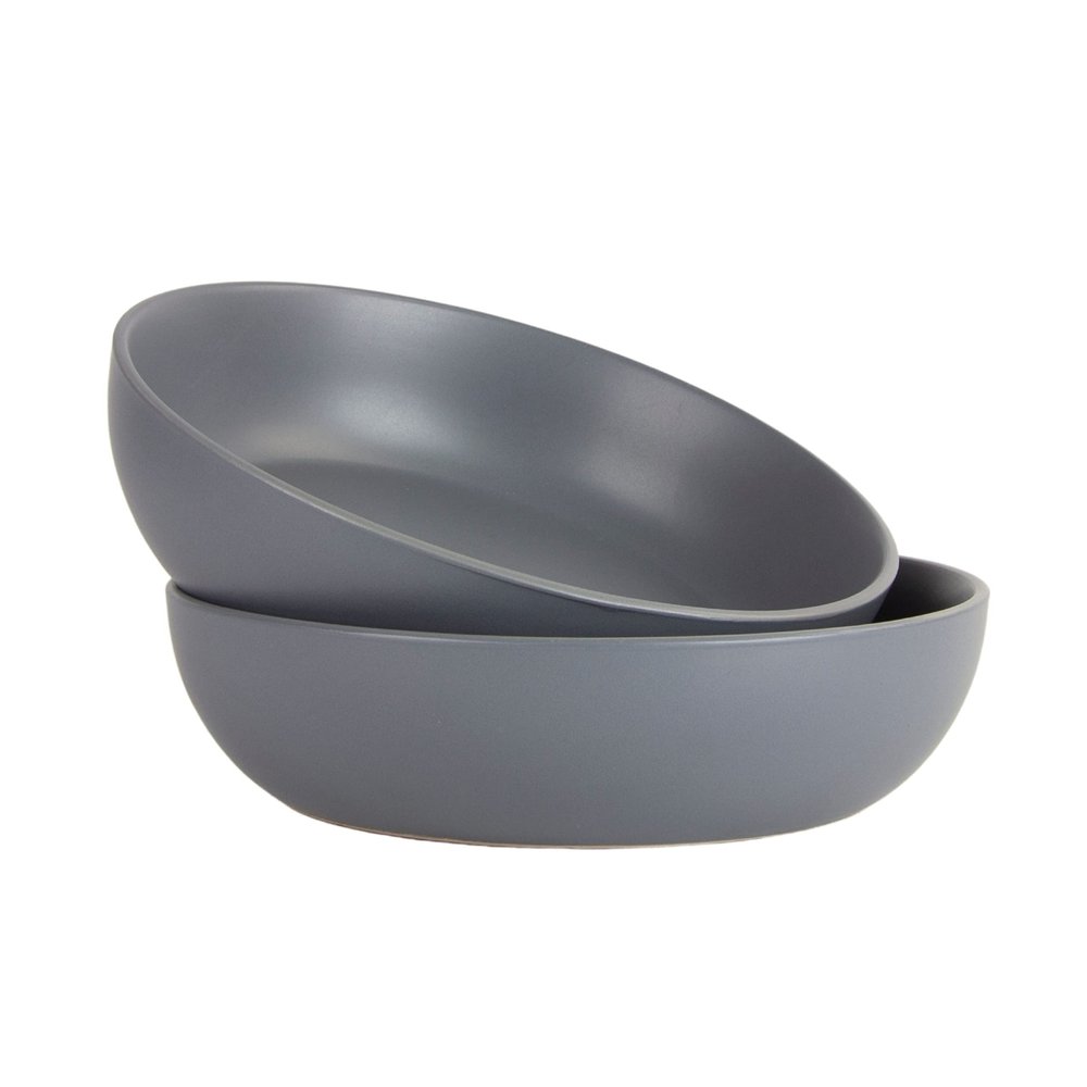 10 Strawberry Street Wazee Matte 9"/48oz Serving Bowl, Set of 2, Charcoal