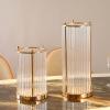 Flower Vase Modern Frame Cylinder Clear Vase Gold Small + Large Glass Flower Vase with Metal Rack Stand Centerpiece for Home Office Wedding Vase for Decor (Size : Small) view 3
