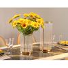 Flower Vase Modern Frame Cylinder Clear Vase Gold Small + Large Glass Flower Vase with Metal Rack Stand Centerpiece for Home Office Wedding Vase for Decor (Size : Small) view 4