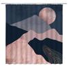 Abstract Mountain Shower Curtain Mid Century Sunset Sunrise Landscape Asian Style Nature Scenery Colorful Art Painting Pink Gray Black Fabric Home Bathroom Decor Set with Hooks67" Wx70 H view 1