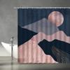 Abstract Mountain Shower Curtain Mid Century Sunset Sunrise Landscape Asian Style Nature Scenery Colorful Art Painting Pink Gray Black Fabric Home Bathroom Decor Set with Hooks67" Wx70 H view 2