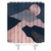 Abstract Mountain Shower Curtain Mid Century Sunset Sunrise Landscape Asian Style Nature Scenery Colorful Art Painting Pink Gray Black Fabric Home Bathroom Decor Set with Hooks67" Wx70 H view 3