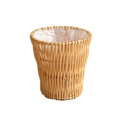BDPP Trash Can Wicker Woven Trash Can Retro Garbage Can Creative Garbage Bin Suitable for Bedroom Kitchen and Bathroom-with Liner USO Interior y Exterior (Color : A)
