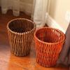 BDPP Trash Can Wicker Woven Trash Can Retro Garbage Can Creative Garbage Bin Suitable for Bedroom Kitchen and Bathroom-with Liner USO Interior y Exterior (Color : A) view 4
