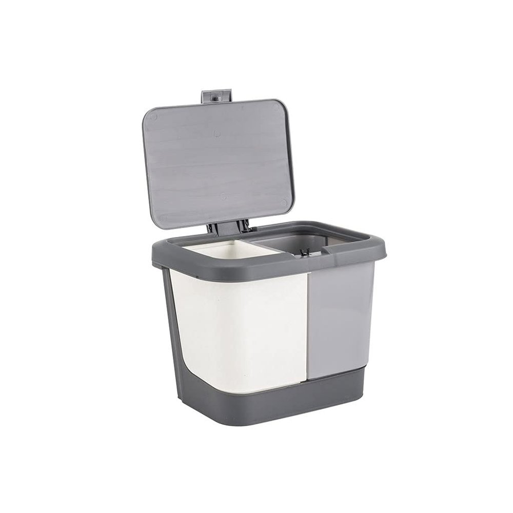BDPP Trash Can Trash Can with Lid Square Desktop Garbage Can Double-Compartment Garbage Bin Suitable for Kitchen Bedroom Bathroom USO Interior y Exterior (Color : A)