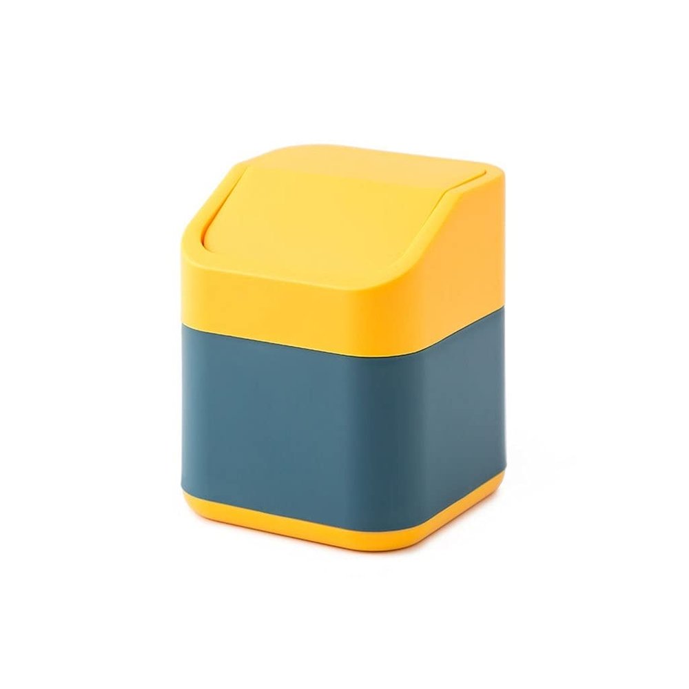 BDPP Trash Can Cute Mini Trash Can Countertop Garbage Can Plastic Garbage Bin Suitable for Car Office Family-with Swing Cover USO Interior y Exterior (Color : A)