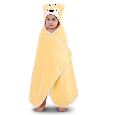 TBEZY Hooded Towel for Kids 100% Cotton Ultra Soft with Unique Animal Design Large for Infants 3-10 Years (Tiger)