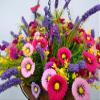 Bo Lala Home Decoration Chain Hanging Basket Flowerpot Fake Lavender Artificial Daisy Silk Flowers (Medium Basket) view 3