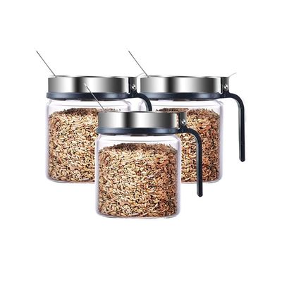 Canisters Set Jars with Stainless Steel Lids,Glass Storage Containers Airtight,Clear Glass Airtight Jars for Home Kitchen (Color : B)