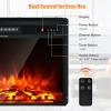 Tangkula 18 Inch Recessed Electric Fireplace Insert, 1500W Freestanding Fireplace Stove Heater W/Adjustable Flame Effect & Temperature, Built-in Thermostat, Timing Function, Remote Control view 3