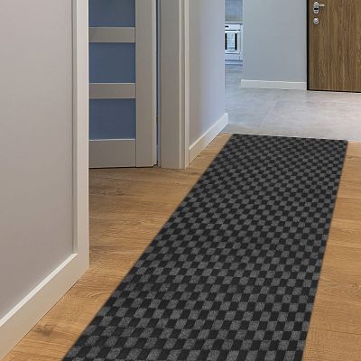 AYOHA Runner Rug 3' x 40' Indoor/Outdoor Carpet Runners, Hallway Kitchen Entryway Bedroom Area Rugs with Natural Non-Slip Rubber Backing, Garage mat, Checkered Black Custom