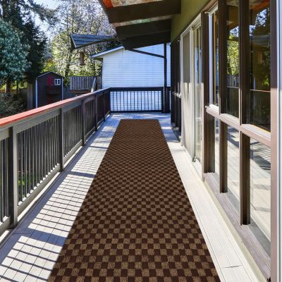 Runner Rug 4 ft x 4 ft Carpet Runners, Indoor/Outdoor Hallway Kitchen Entryway Bedroom Area Rugs with Non-Slip Rubber Backing, Garage mat, Checkered Brown, Custom