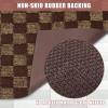 Runner Rug 4 ft x 4 ft Carpet Runners, Indoor/Outdoor Hallway Kitchen Entryway Bedroom Area Rugs with Non-Slip Rubber Backing, Garage mat, Checkered Brown, Custom view 3