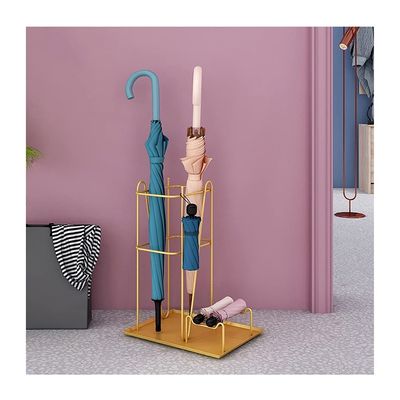 Umbrella Stand Racks Indoor Modern Iron Umbrella Holder for 16 Umbrellas, Umbrella Drain Rack at The Entrance of The Hotel Corridor in The Home Office, 25x33x44cm (Color : Gold)