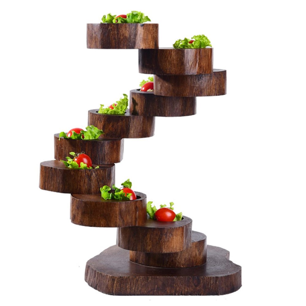 AIZYR 10 Tier Wooden Sushi Serving Tray Plate - Japanese Style Sashimi Sushi Display Boat Cuisine Sushi Platter for Restaurant or Catering Service