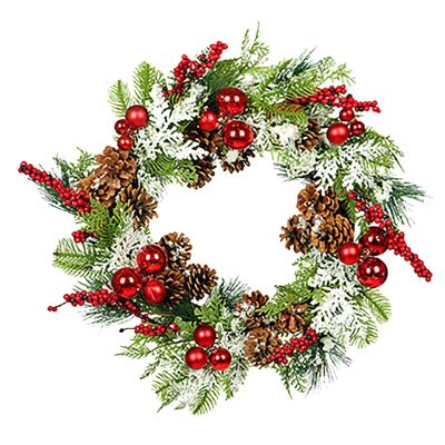 DUO ER 50cm Christmas Door Wreath Pine Berry Artificial Wreaths Home Decor Wall Door Decor (Color : B)