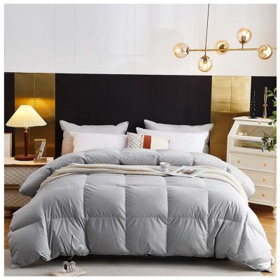 BDMFJY Super Soft King Down Comforter Duvet, Queen Comforter with 95% White Goose Down Filled with Core 100% Cotton Quilted Duvet for All-Season, Luxurious Hotel Collection,Gray,220x240cm(4.5kg)