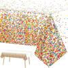 3 Pieces Confetti Sprinkles Birthday Tablecloth for Happy Birthday Decoration Plastic Disposable Rectangle Sprinkles Party Table Covers for Kids Two Sweet Donut Weddings Party Favors, 54 x 108 Inches view 1