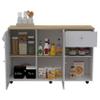 FM FURNITURE Chico Kitchen Island with 2 Cabinets, 2 Open Shelves, and Drawer, White/Pine view 1